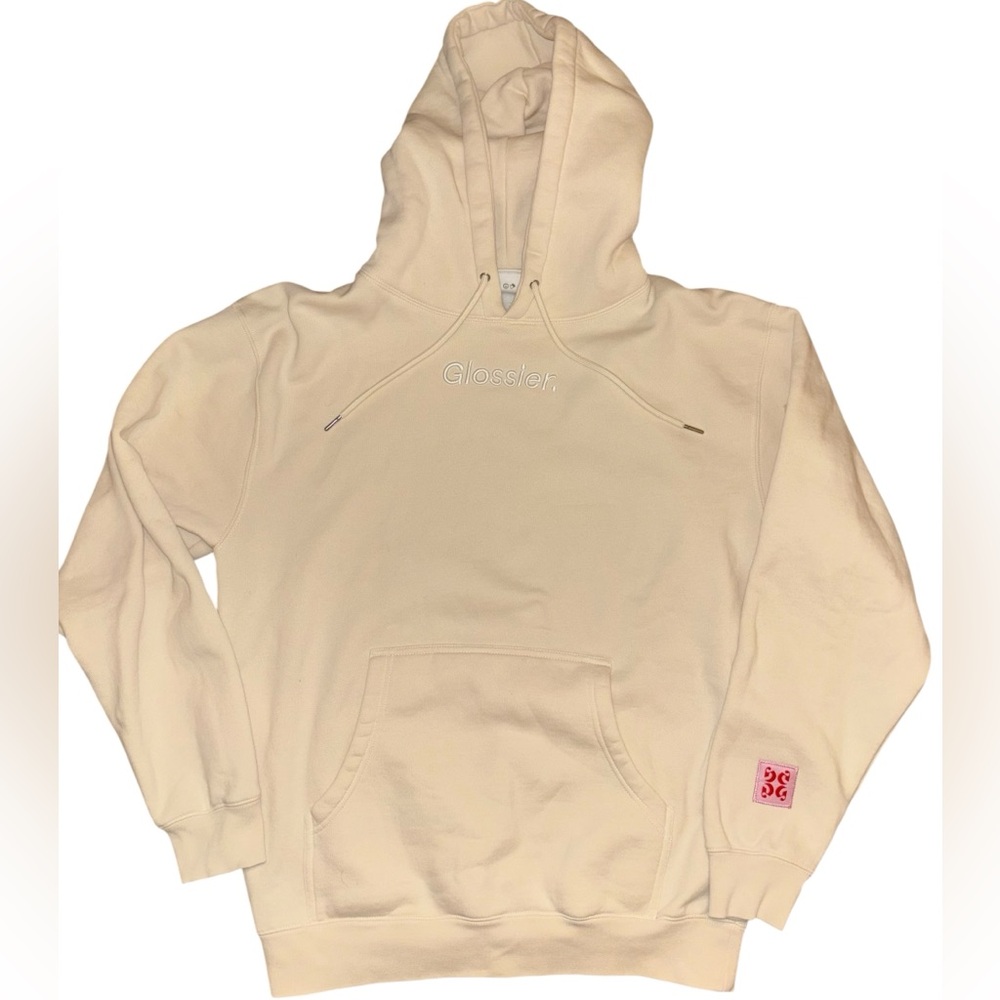 Glossier Limited Edition Embroidered Cream Hoodie Size Medium